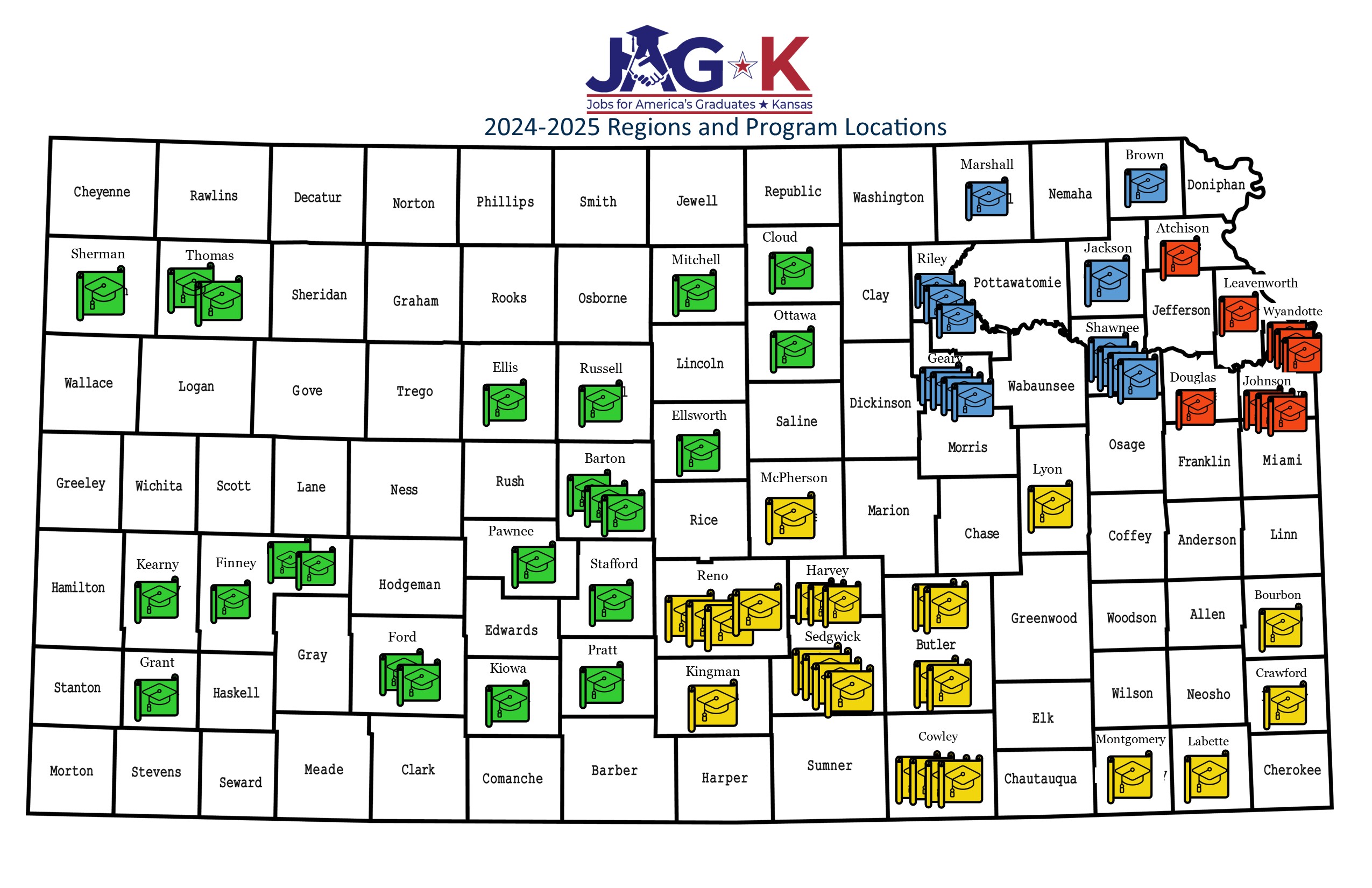JAG-K Region and Program Location Map 24-25